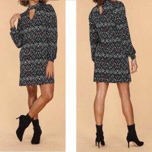 NWT Veronica M Gayle Shift Dress Size M Long Sleeve Choker Neck Keyhole